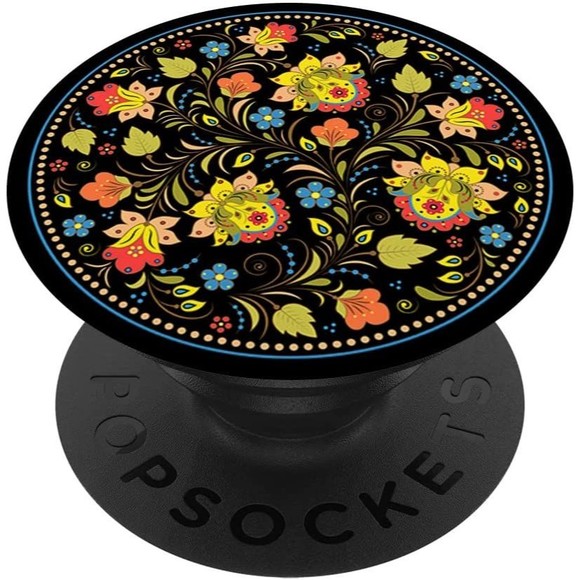 PopSockets Retro Flowers Seamless Pattern Trendy Floral Art Swappable PopGrip - Picture 1 of 8